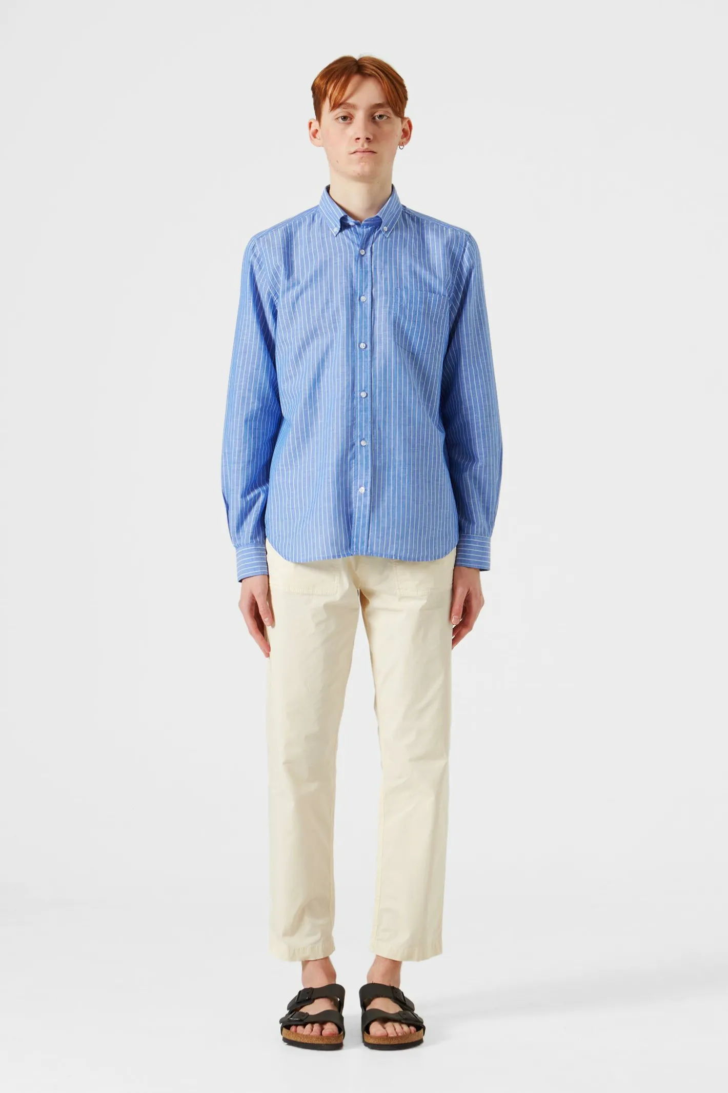 Edmmond Studios Bold Shirt Vertical Stripes Blue | Men Shirts