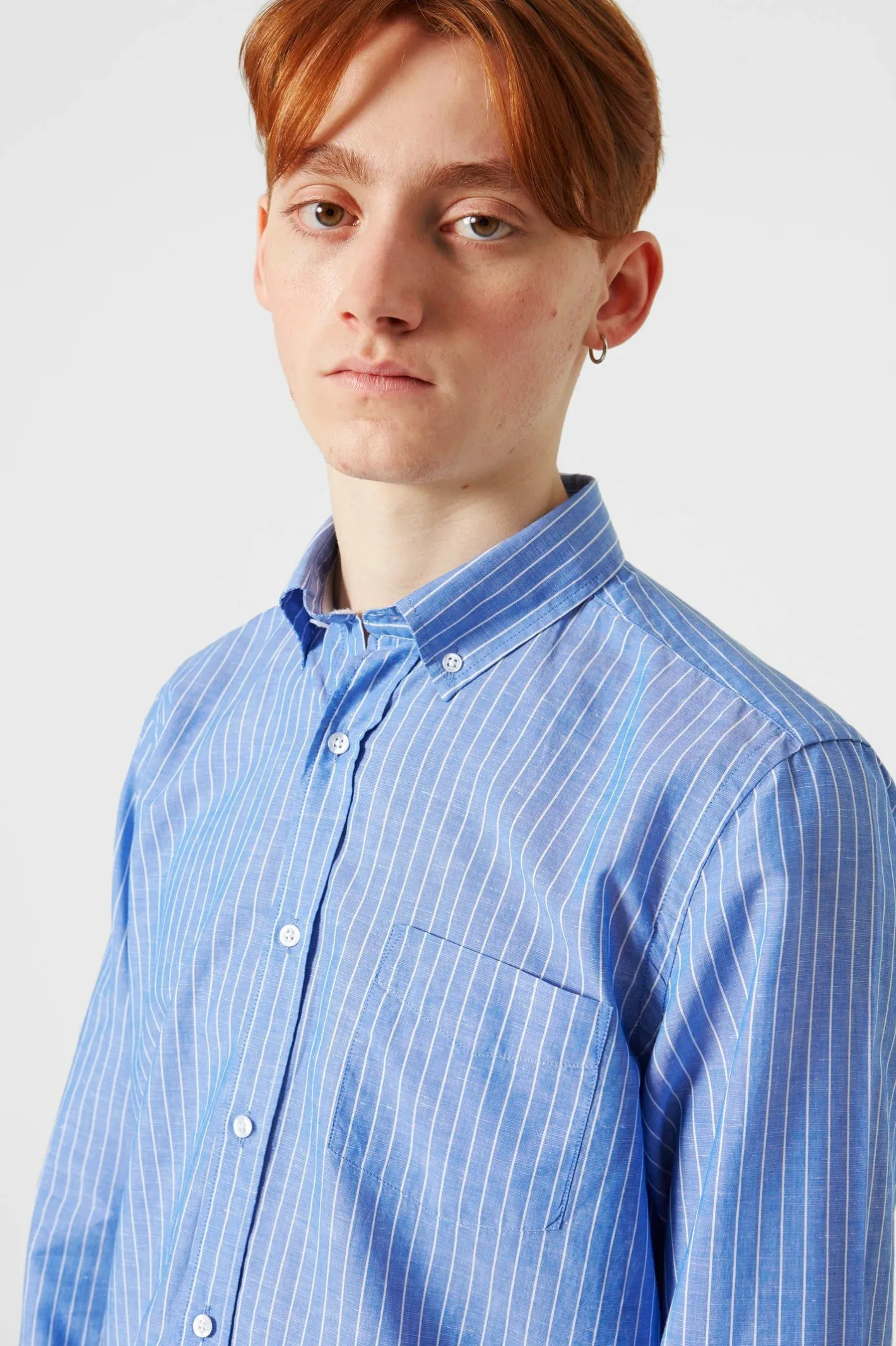 Edmmond Studios Bold Shirt Vertical Stripes Blue | Men Shirts