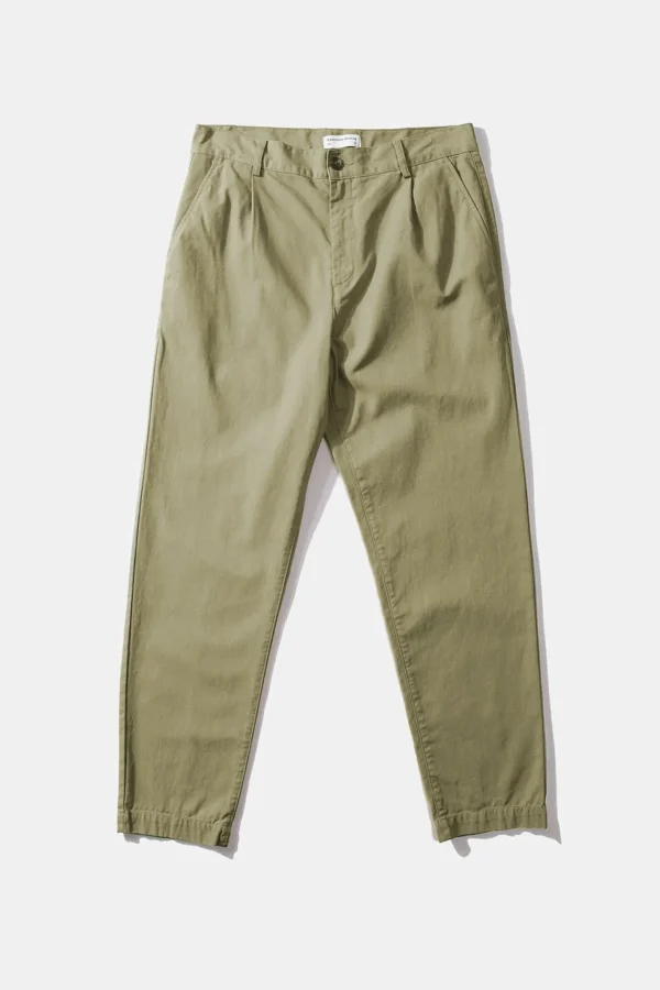 Edmmond Studios Chino Herringbone Plain Khaki | Men Trousers