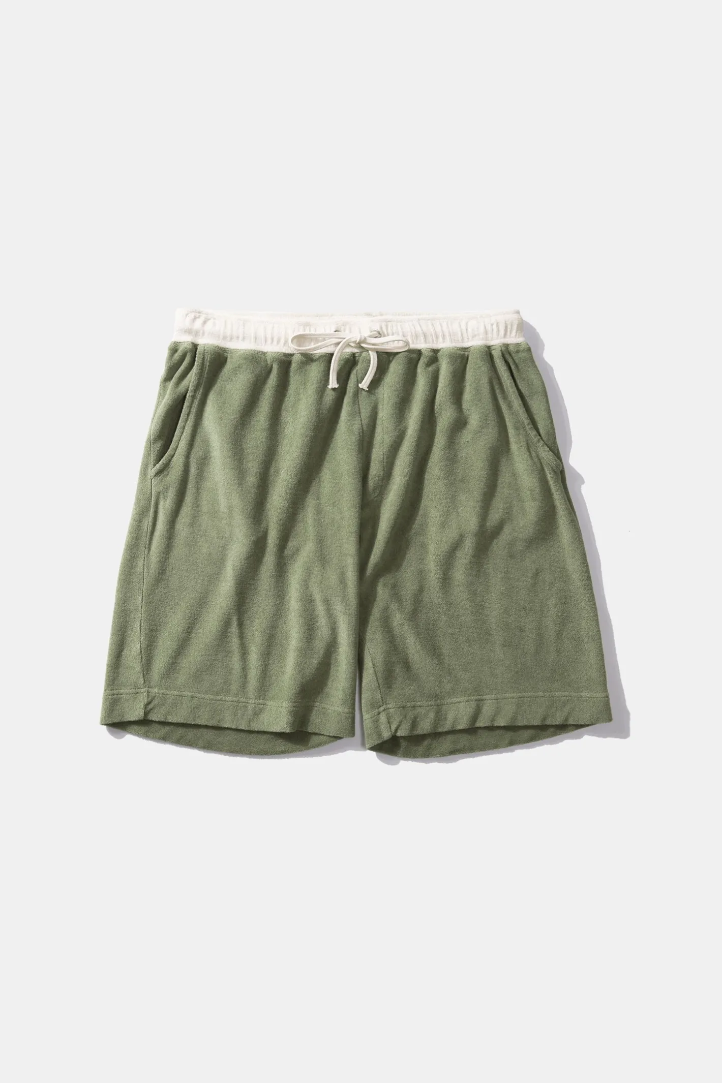Edmmond Studios Contrast Terry Shorts Plain Olive | Men Trousers
