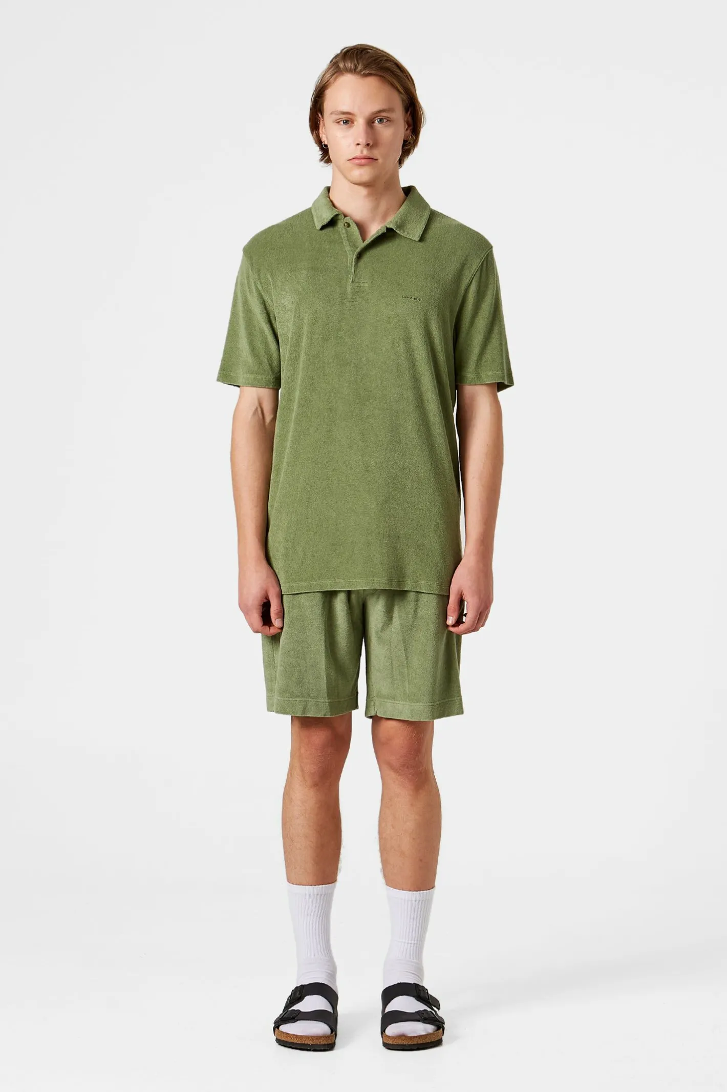 Edmmond Studios Contrast Terry Shorts Plain Olive | Men Trousers