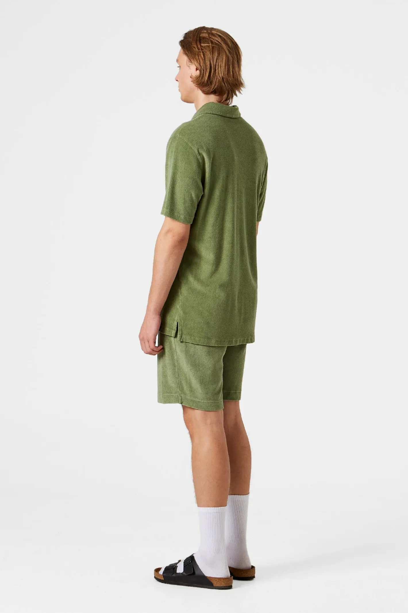 Edmmond Studios Contrast Terry Shorts Plain Olive | Men Trousers