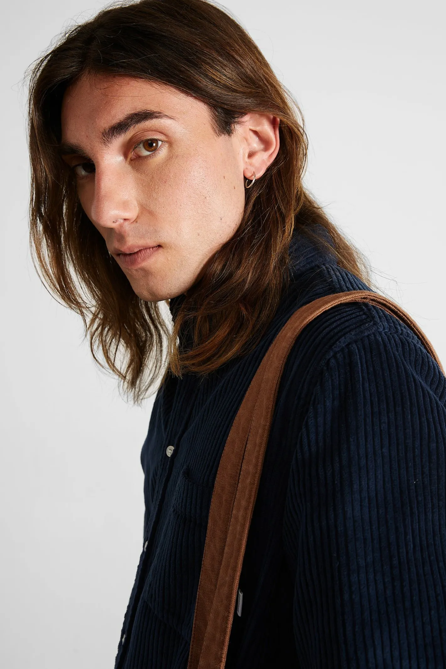 Edmmond Studios Cord Shirt Plain Navy | Men Shirts