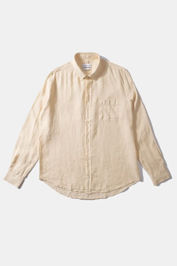 Edmmond Studios Linen Shirt Plain Beige | Men Shirts