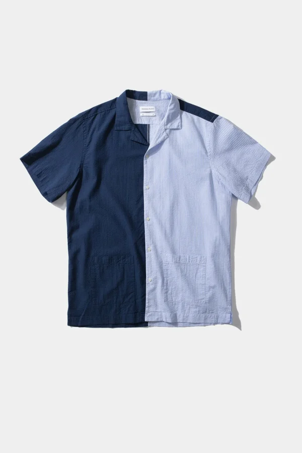 Edmmond Studios Middle Shirt Colour Block Navy | Men Shirts