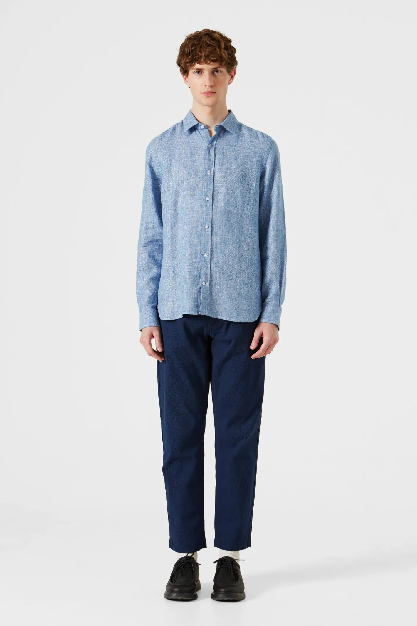 Edmmond Studios Port Shirt Plain Blue | Men Shirts