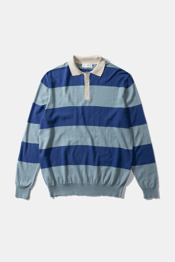 Edmmond Studios Rugby Knitted Polo Plain Blue | Men Knitwear
