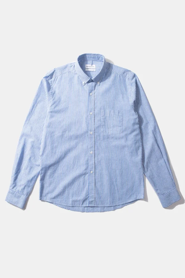 Edmmond Studios Striped Linen Shirt Plain Light Blue | Men Shirts