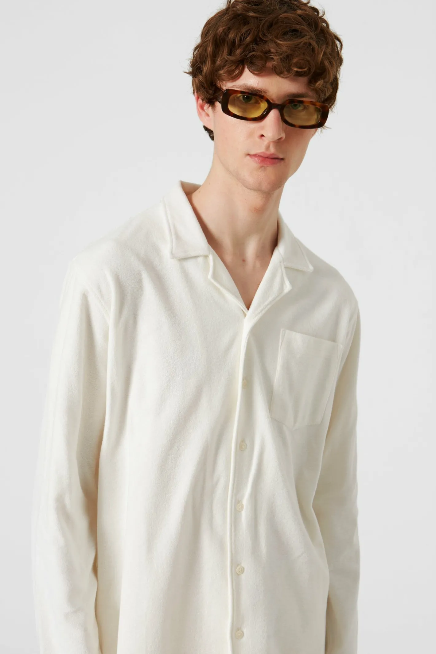 Edmmond Studios Terry Long Shirt Plain Off White | Men Shirts