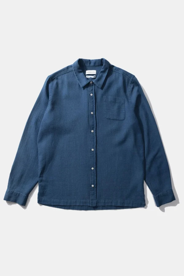 Edmmond Studios Waffle Denim Shirt Plain Stonewash | Men Shirts