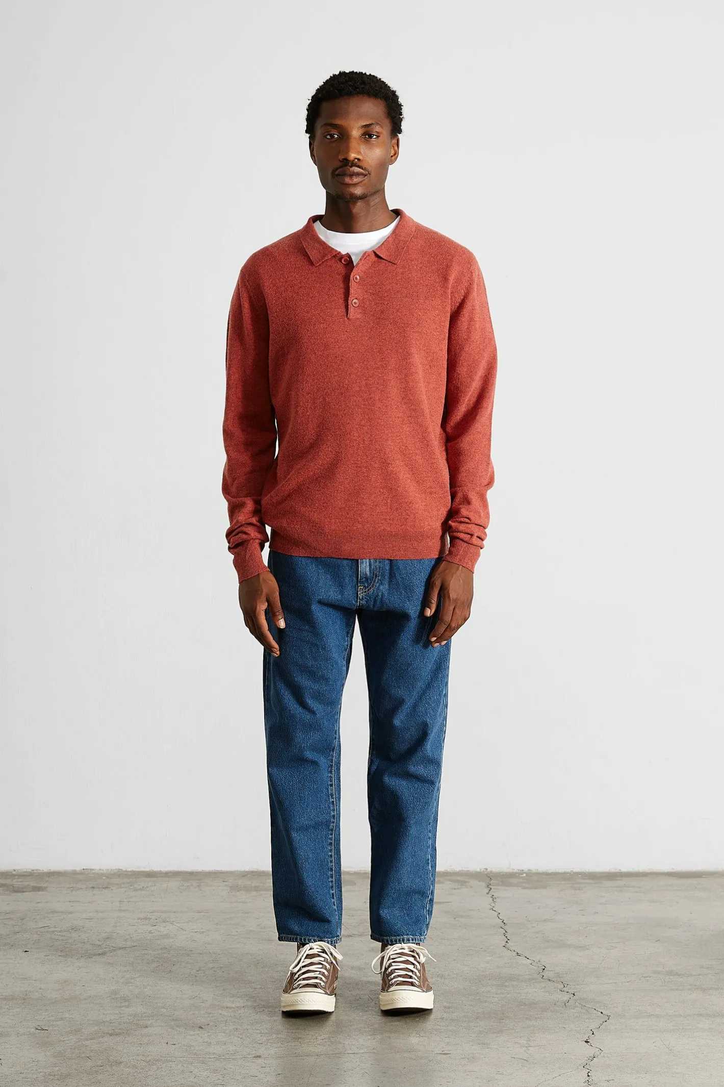 Edmmond Studios Wool Polo Plain Copper | Men Knitwear