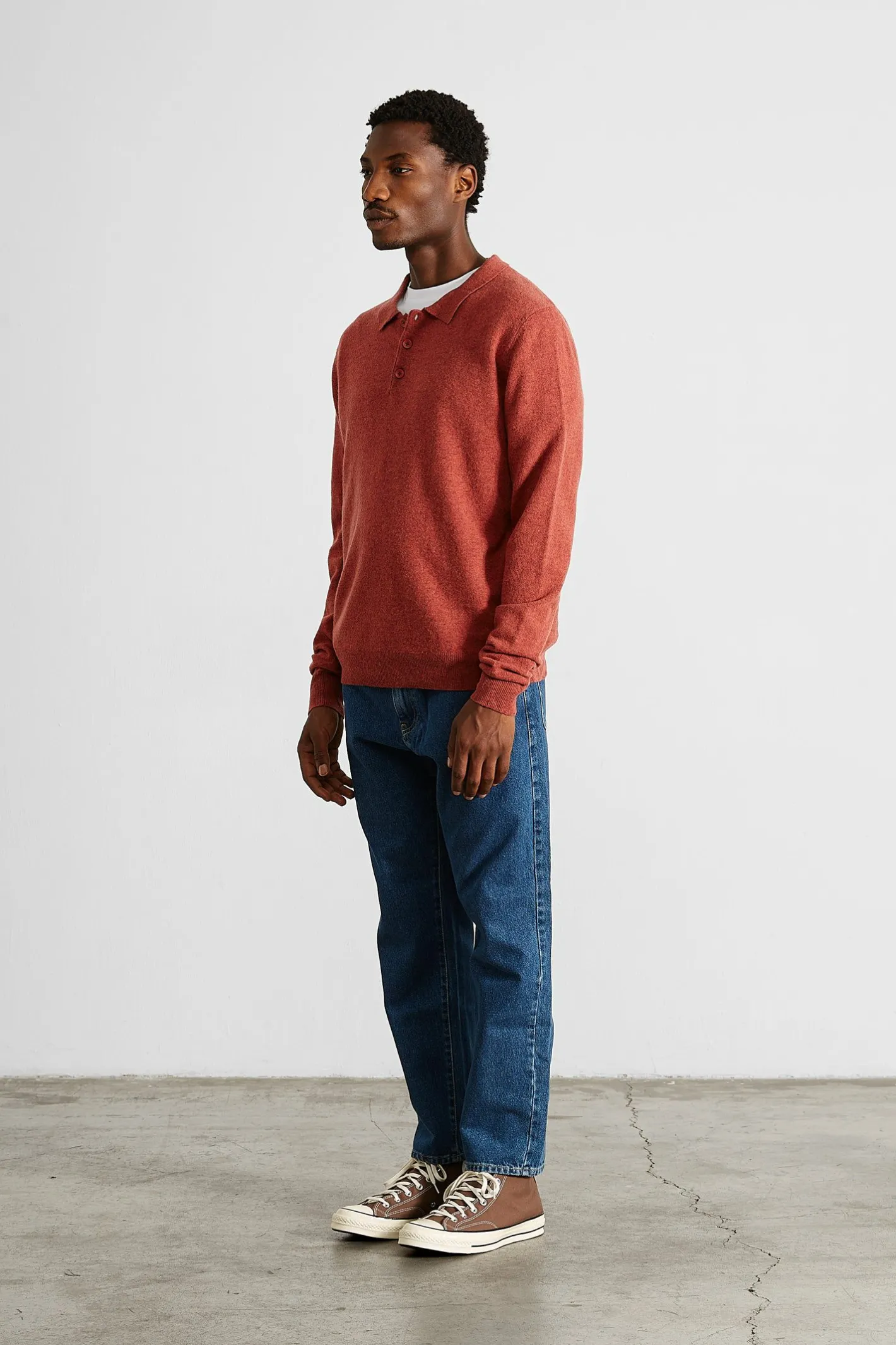 Edmmond Studios Wool Polo Plain Copper | Men Knitwear