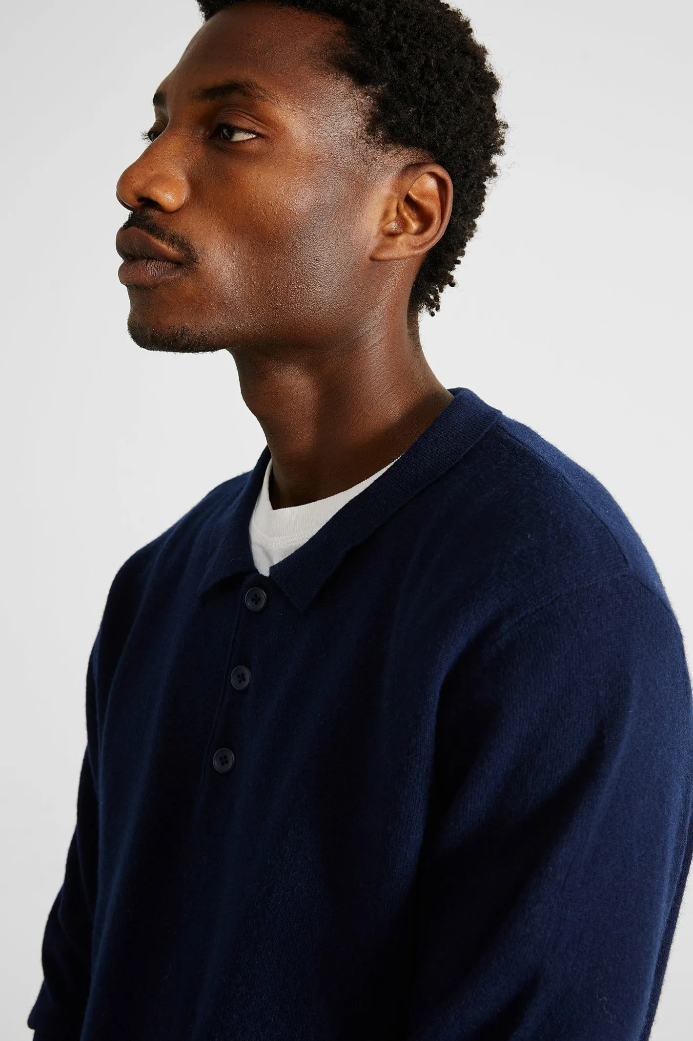 Edmmond Studios Wool Polo Plain Navy | Men Knitwear