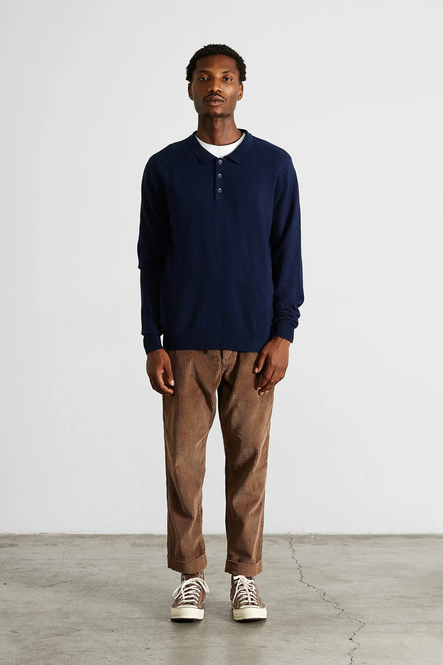 Edmmond Studios Wool Polo Plain Navy | Men Knitwear