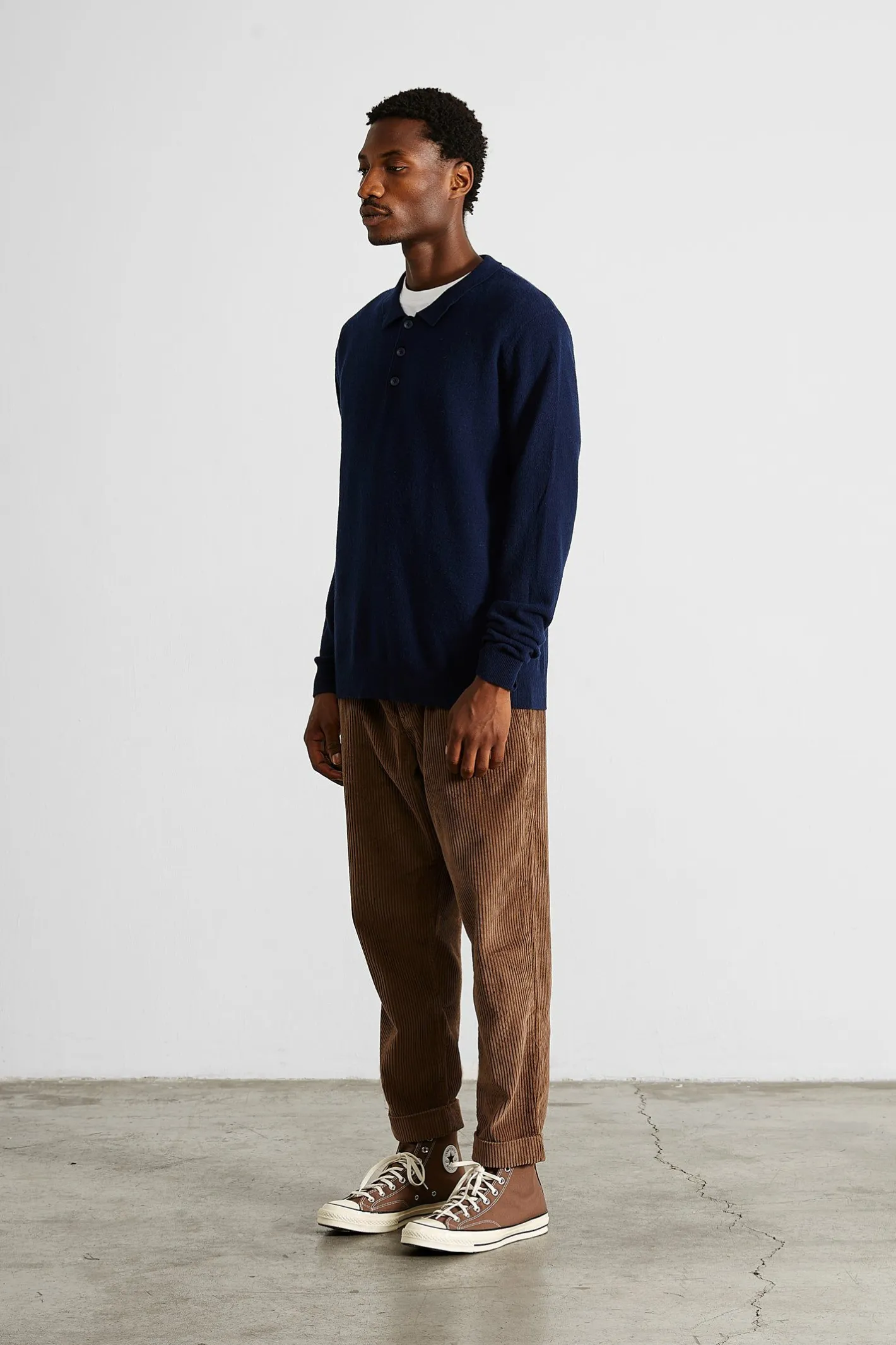 Edmmond Studios Wool Polo Plain Navy | Men Knitwear