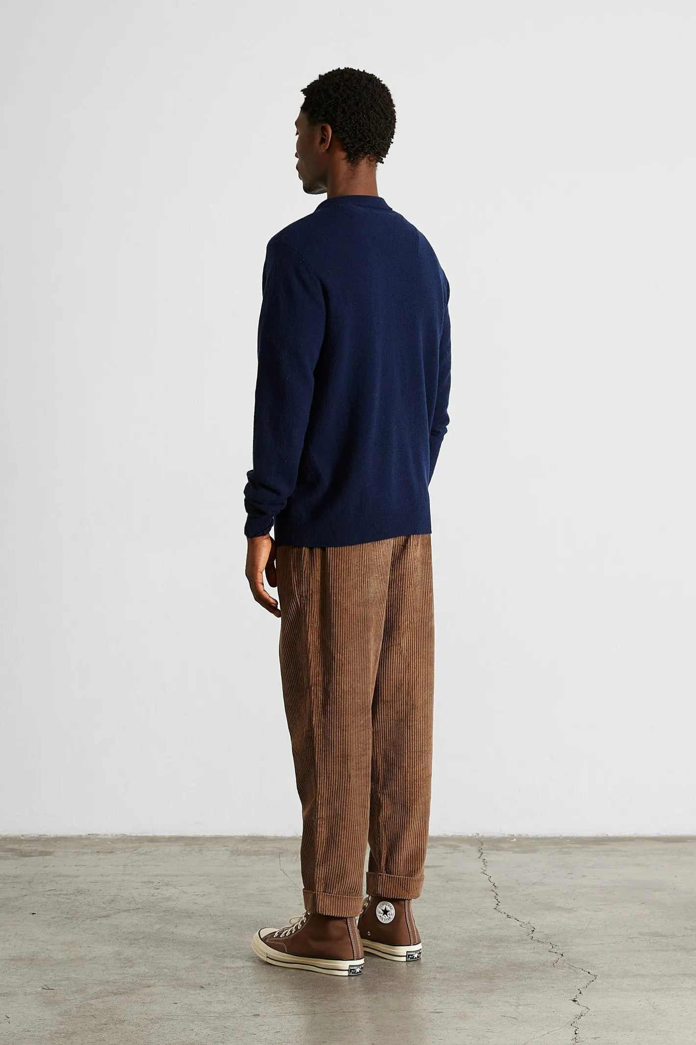 Edmmond Studios Wool Polo Plain Navy | Men Knitwear